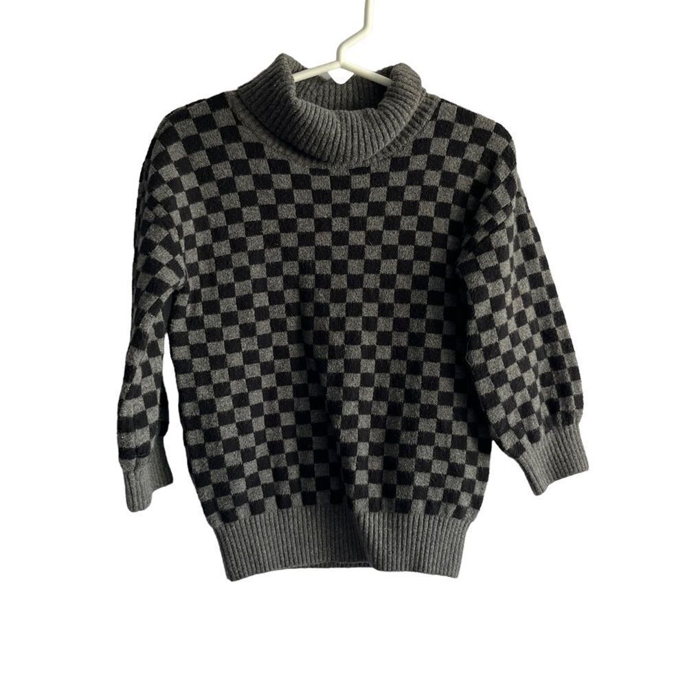Gap Checkered Grey & Black Turtleneck Sweater